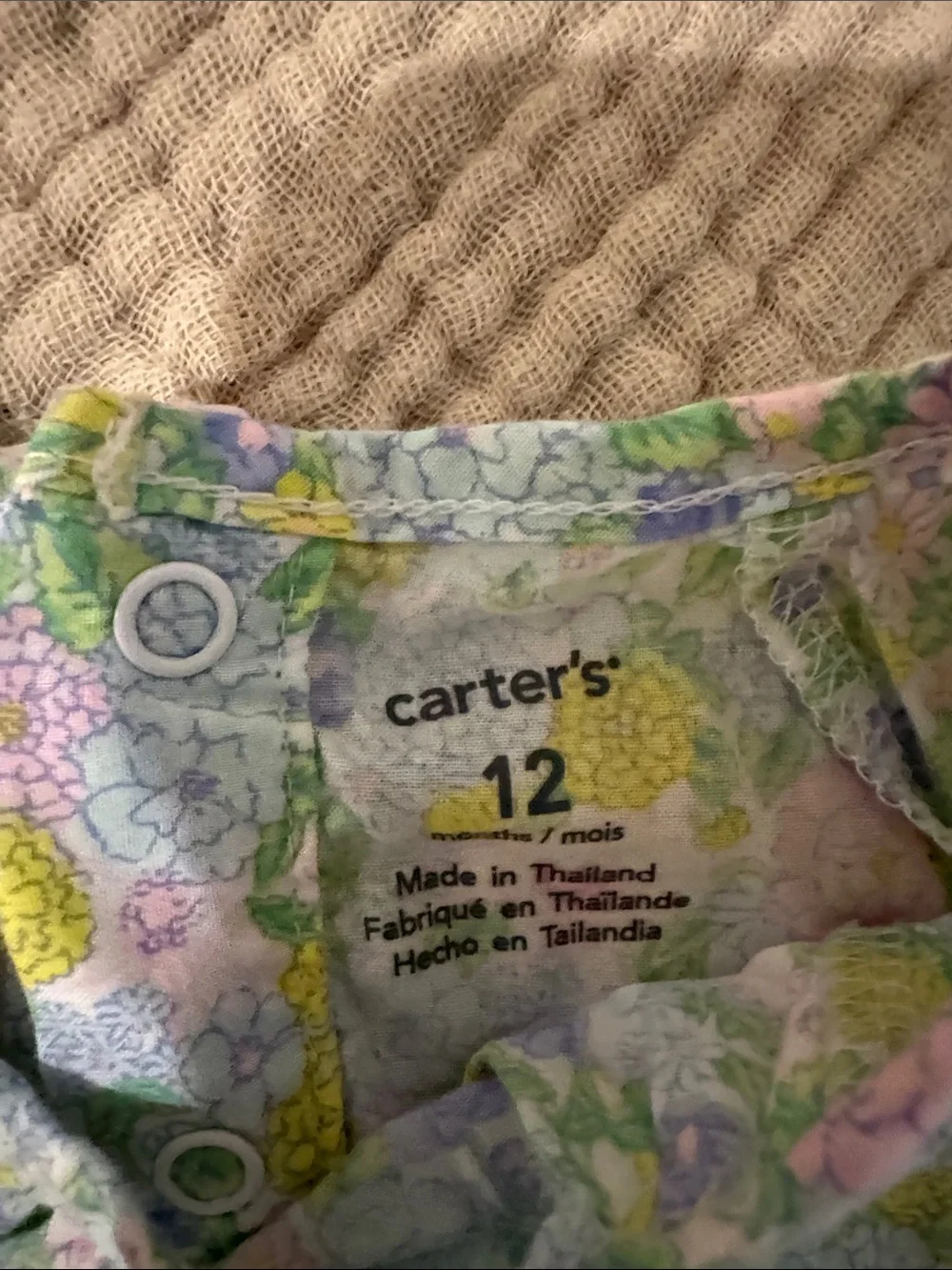 Carter's Pastel Floral Flutter Sleeve Top in Pink, Purple & Green